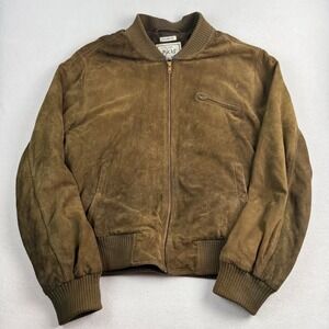 Jos A Bank 1905 Mens Tailored Fit Suede Bomber Jacket Olive Brown Large
